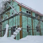 断熱材で壁ができました。